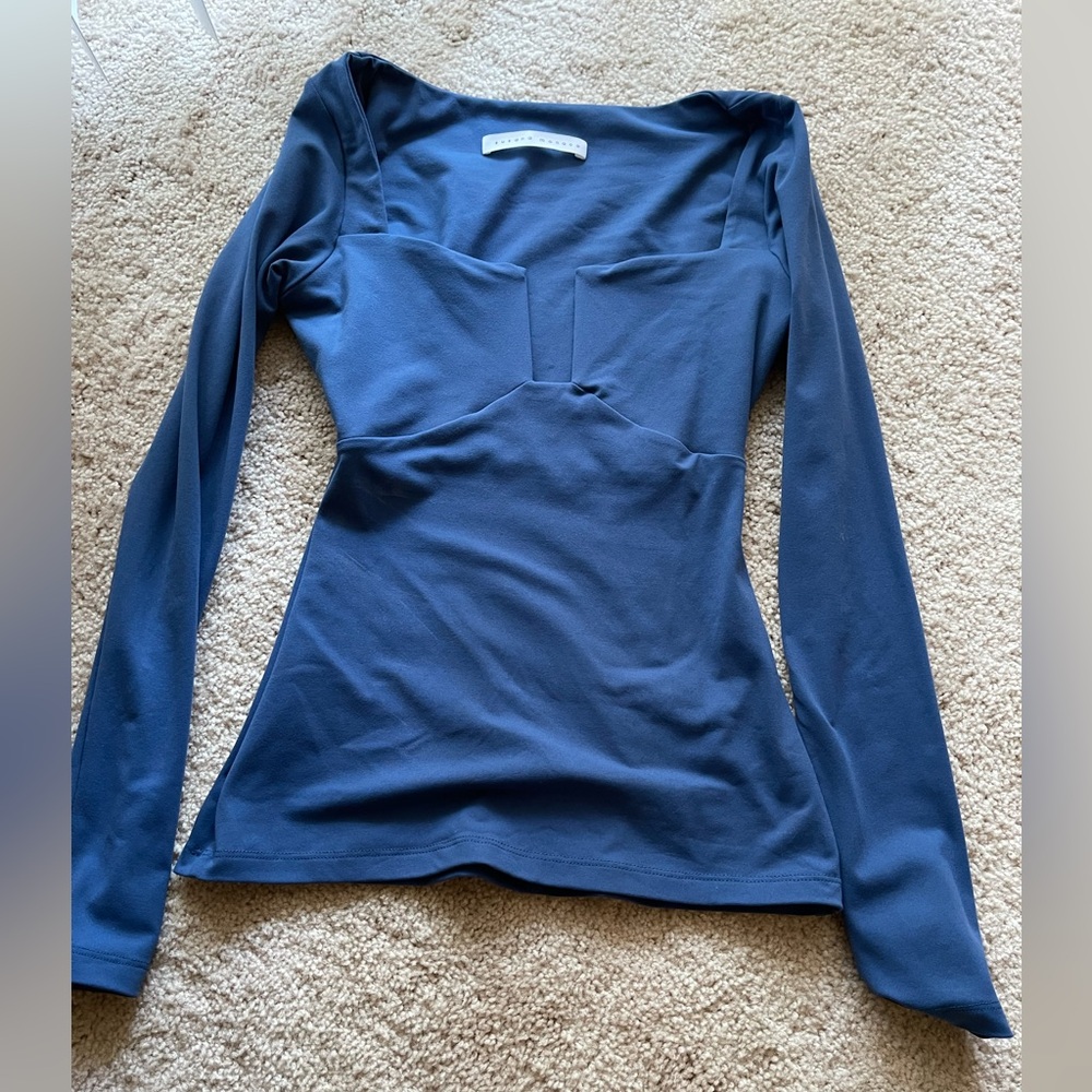 Susana Mónaco Square Neck Blue Top